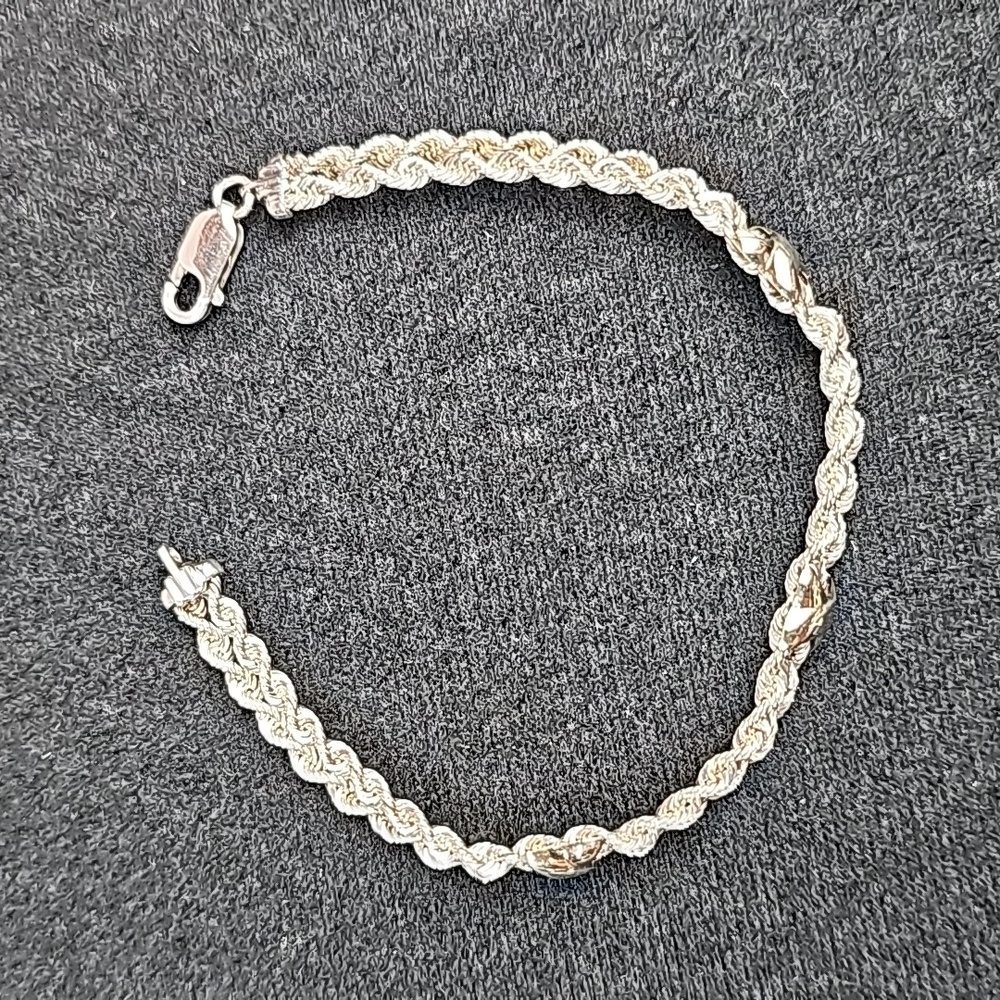VINTAGE PERU CPT 925 DOUBLE STRAND ROPE BRACELET - Picture 8 of 11